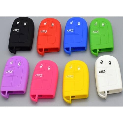 10 units silicone rubber car key case for Fiat for Jeep Renegade smart key cover car 3 button key bag cover protect shell