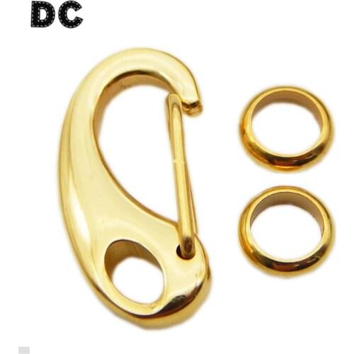 2Set/lot Gold/Silver Stainless Steel Big Lobster Clasps Hooks with O rings for Leather Bracelet Jewelry Making 11.5*21mm