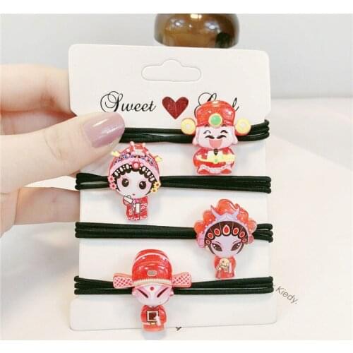 300pcs/lot DIY Simple Chinese Style Peking Opera Facial Makeup Rubber Bands Hair Bands Styling Tools Accessories HA1569