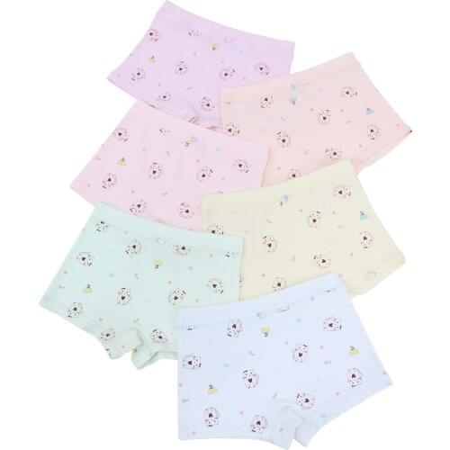 5pcs/Lot Four Seasons Wear High Quality 95%Cotton Cute Cat Cartoon Girls' Lycra Cotton Panties Set Childrens Flat Underwear
