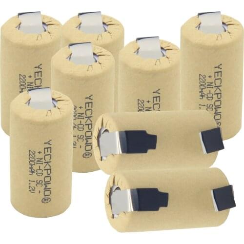 2200mah sub C battery rechargeable SC batteries 42.5*22mm flat top for soldering real capacity akkus nicd akkumulator 1.2V