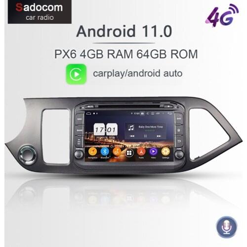 720P 8" PX6 2 din Android 10.0 Car DVD Player For kia Morning Picanto 2011-2016 8 Core 4GB RAM 64G car radio Glonass autoradio