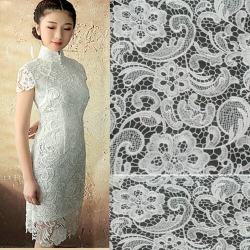 White Water Soluble Three-dimensional African Heavy Lace Fabrics For Wedding Lace Dress