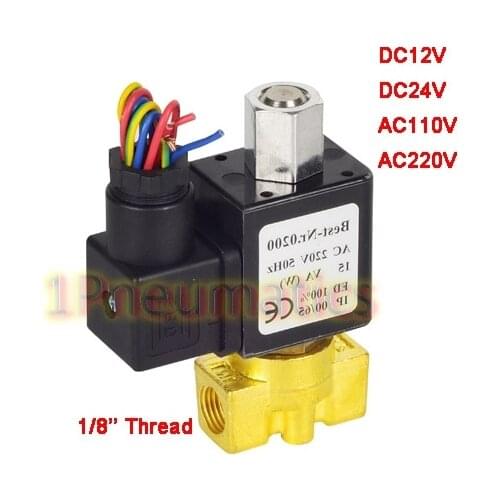 Free Shipping 1/8'' Thread DC12V Water Air Gas Fuel Normal Open Electric Solenoid Valve DC24V,AC110V or AC220V
