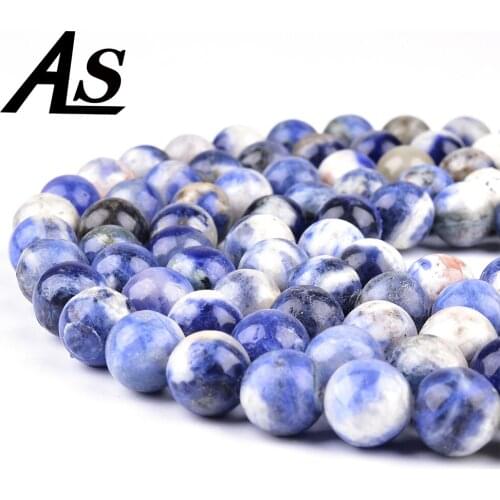 Asingeloo White Dot Blue-vein Sodalite Natural Stone Beads For Jewelry Making Diy Material For Bracelet 6mm 8mm 10mm 12mm Strand