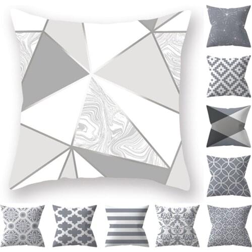 18 Inch Protectors Pillow Case Home Decor Cushion Cover Gray Lumbar Geometric Elements Sofa