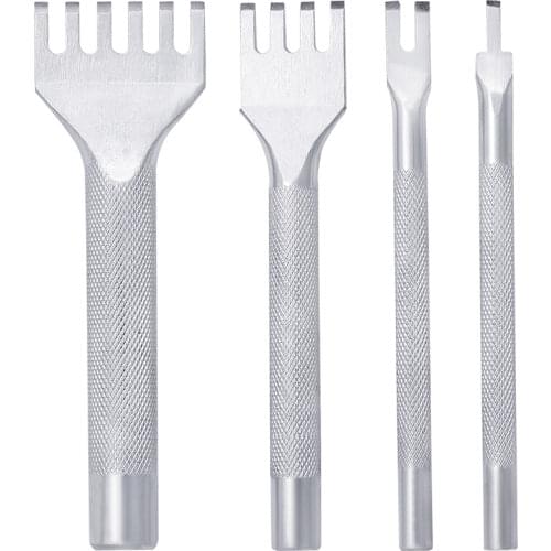 LMDZ 4 Pieces Leather Stitching Punch, Leather Hole Punch, 1/2/4/6 Prong Punch White Steel DIY Leather Chisel, Stainless Steel