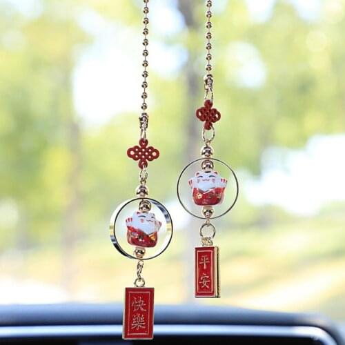 Fortune Cat Interior Lucky Hanging Car Ornament Cute Beautiful Handmade Car Styling Pendant Automobile Interior Accessories 2021