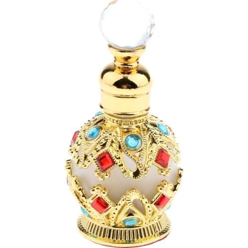 Royal Court Round Rhinestones Empty Perfume Essential Oil Makeup Bottle 15ml