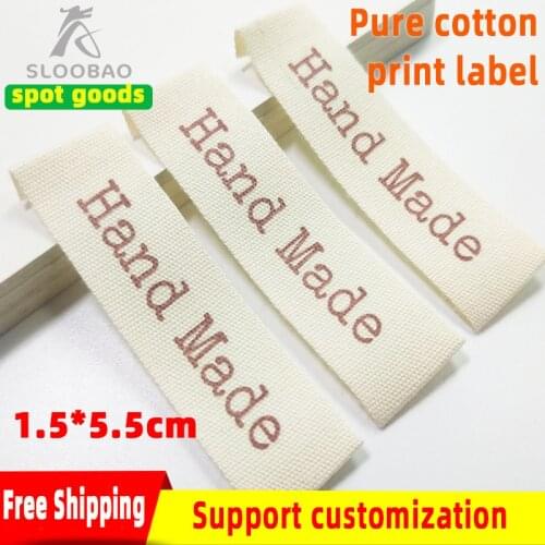 FreeShipping100PcsHandMadeCottonWovenPrintedLabelsClothesGarmentTagsDIYScrapbookingCraftSewingAccessoriesSpotSupportCustomizatio