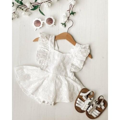 2PCS Newborn Kids Baby Girl Romper Clothes Lace Ruffles Sleeve Romper Dress Floral Jumpsuit Headband Outfits