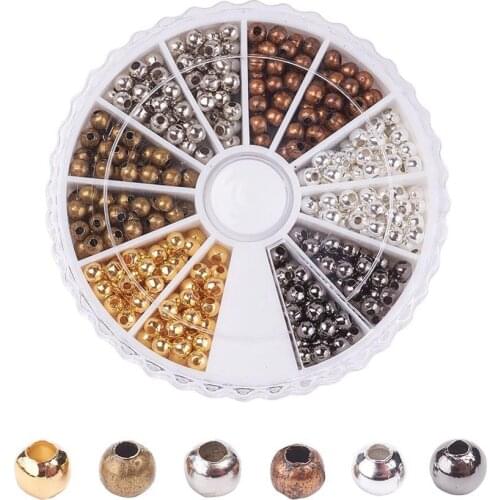 1 Box 2mm 3mm Mixed Color Round Iron Spacer Beads Metal Beads for Jewelry Making DIY Bracelet Necklace Accessories Findings