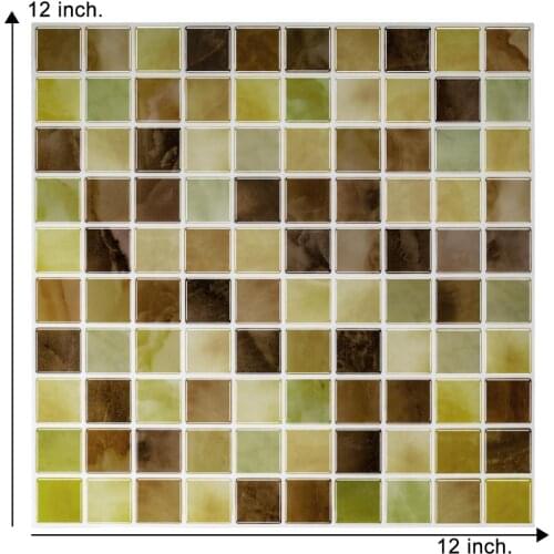 Sqaure Colorful Wallsticker Peel and Stick Wall Tiles 3D effect Waterproof Sticker - (1-sheet)