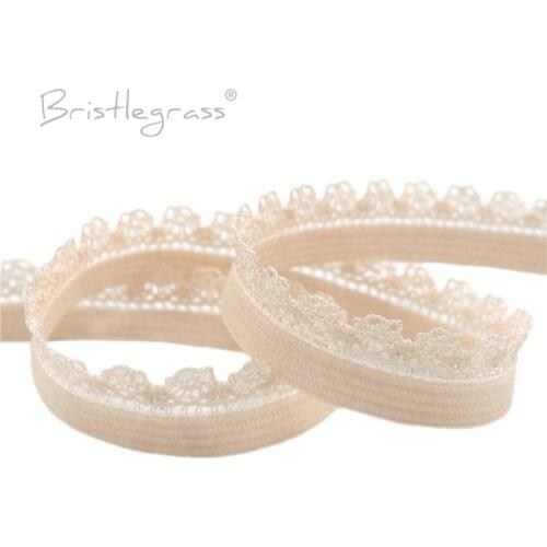 BRISTLEGRASS 100 Yard by Roll 3/8" 10mm Picot Loop Decorative Lace Trim Elastic Spandex Band Underwear Lingerie DIY Sewing Craft