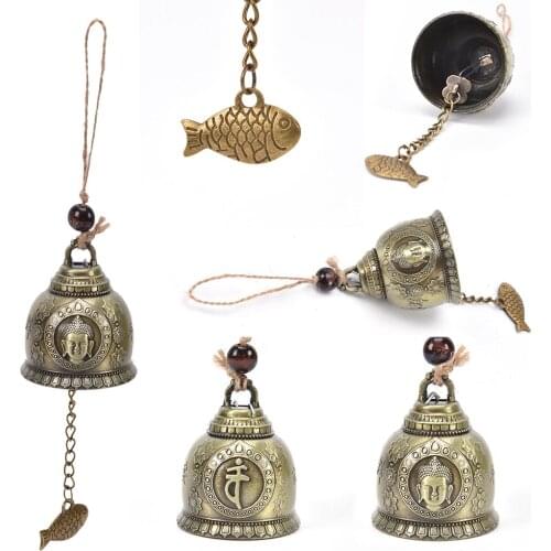 Hot 1PC Gift Crafts For Good Luck Lucky Blessing Feng Shui Wind Chime Buddha Statue Pattern Bell Fortune Home Car Hanging Decor