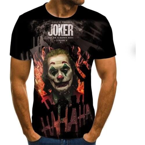 2021 hot-sale Clown horror avatar T Shirt Men Joker Face Male tshirt Clown Short Sleeve Funny T Shirts Tops & Tees Black shirt
