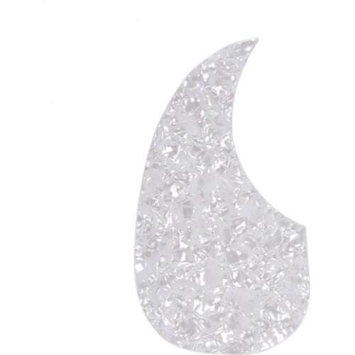 Musiclily Left Handed Oversize Teardrop Acoustic Guitar Self-adhesive Pickguard for Martin D28 Style Guitar, White Pearl