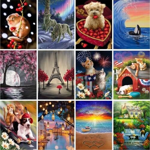 5D Full Diamond Mosaic Animal DIY Cross Stitch Set Landscape Flower Home Decoration Christmas Gift Wall Decoration Painting
