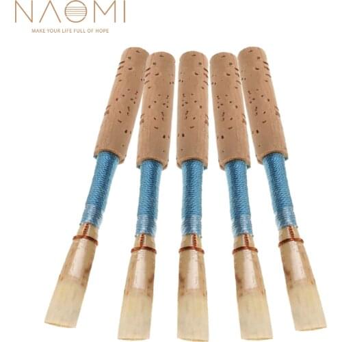 NAOMI 5PCS Bulrush Oboe Reed Soft Mouthpiece Orchestral Medium Light Blue Color Woodwind Instrument Parts New