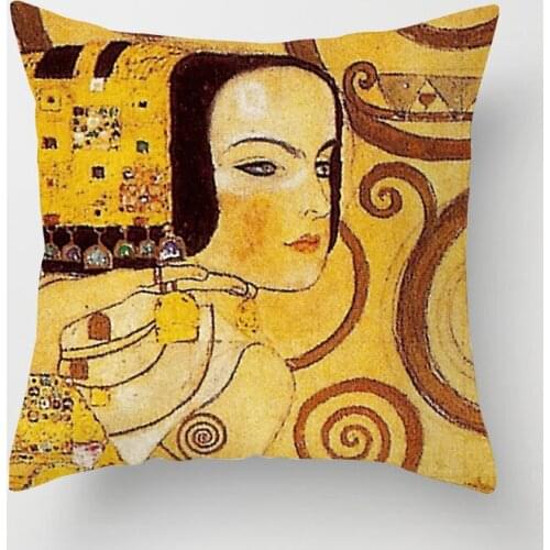 Portrait of Oil Painting Gustav Klimt Cushion Cover Tree of Life by Gustav Klimt Pillow Cover Decorative Pillows For Sofa