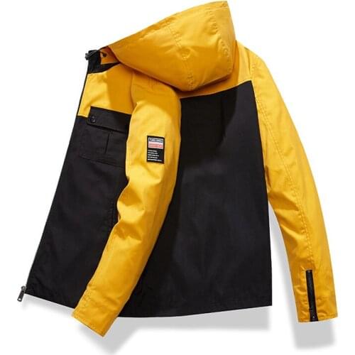 New Mens Spring Autumn Jacket Zipper Casual Hooded Bomber Jakcet Fashion Trend Personality Jacket Light Coat Parkkas Coat