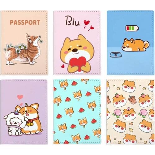 2021 Lovely Corgi Passport Covers Holder Women Men Business PU Leather ID Bank Card Storage Wallet Purse Case Travel Accessories