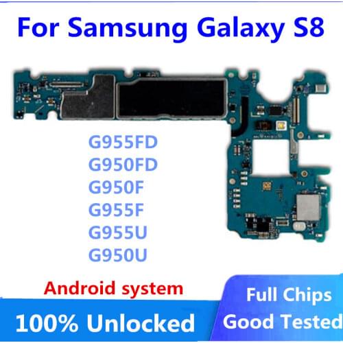 Motherboard For Samsung Galaxy S8, G955FD G950FD G950F G955F G955U G950U Original Unlocked Logic Boards with Dual sim card Slot