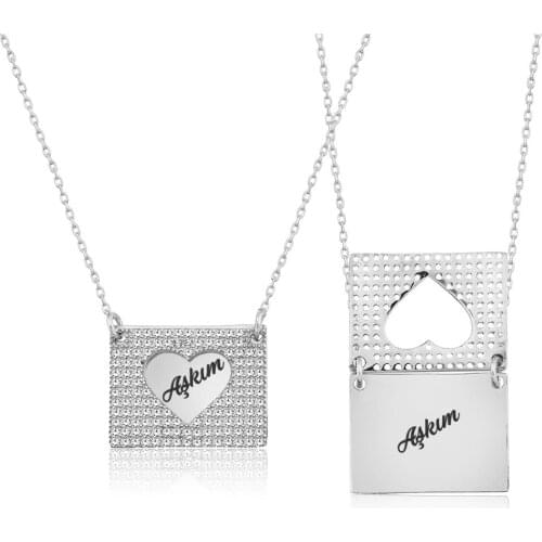 Name Post Silver Letter Necklace DN62A