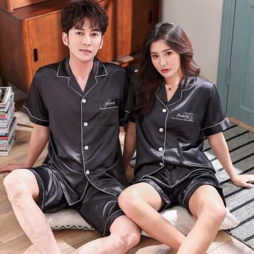 2021 Spring Summer New Striped Couple Pajamas Mens Short Sleeve Shorts Womens Nightwear 2Pcs Sets Home Wear Sleepwear