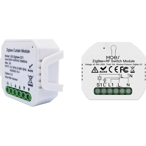 Retail 1 Pcs Tuya ZigBee 3.0 Smart Light Switch Module & 1 Pcs Zigbee Curtain Switch Module,Roller Shutter Blind Motor