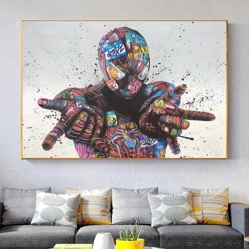 Marvel Movie Heroes Super Hero Spiderman Graffiti Art Posters and Prints Classic Pictures Wall Canvas Painting Art Unframed