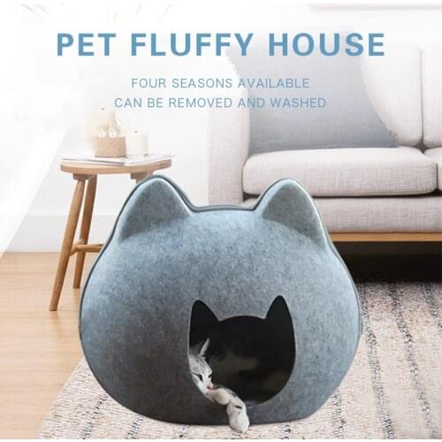 Removable Cat Bed Cave Sleeping Bag Pet House Nest Cat Basket With Cushion Felt Cloth Puppy Nest Cats Dog Sleeping Supplies