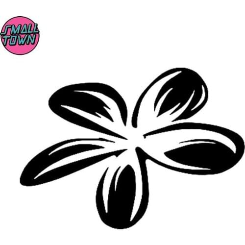 Small Town 13.7cm*9.9cm Plumeria Flower Personality Vinyl Car Sticker Black/Silver S3-5555