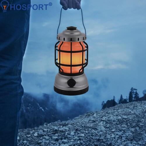 LED Solar Barn Lantern Lamp Portable Outdoor Camping Tent Light USB Rechargeable Retro Kerosene Lamp Home Emergency Light