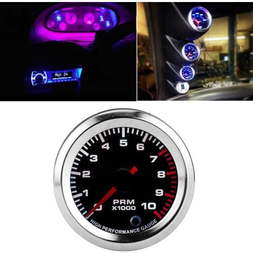 Tacho Gauge 52mm/2in Universal 7 Colors Tachometer Meter with Measuring Range 0-10000RPM
