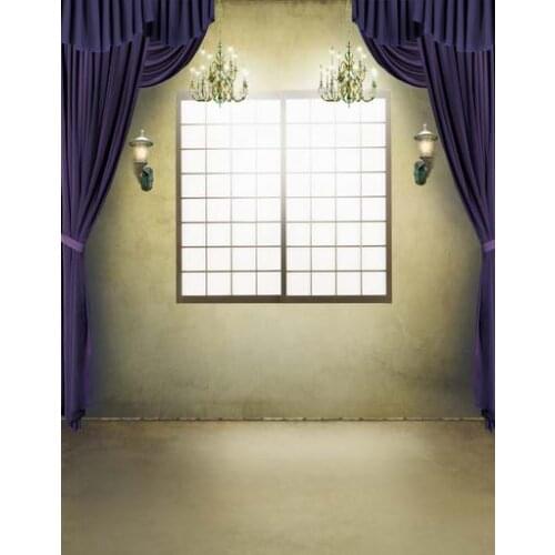 TR Blue Curtains Indoor Vinyl Photo Studio Props 5X7ft Backdrop Bright Window Wedding Family Children Photo Backgrounds