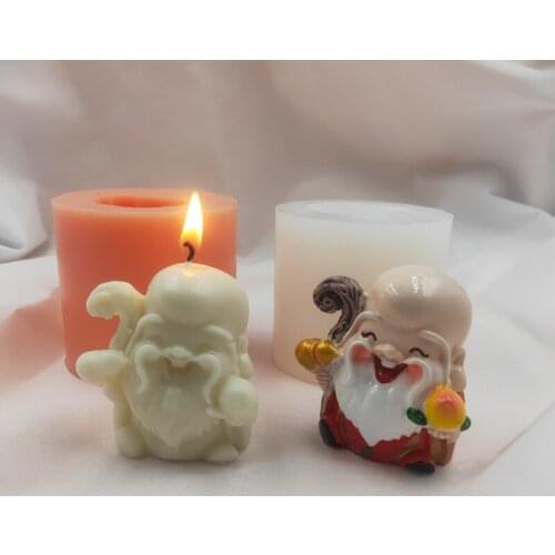 Traditional Chinese Longevity Star Statue Grandparents Candle Mold Kitchen Baking Tools Silicone Moulds