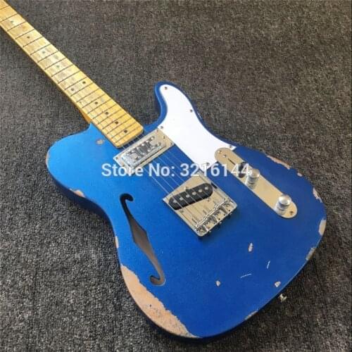 In stock. Antique relic electric guitar. antique do old electric guitar, metallic blue, real photos, wholesale and retail