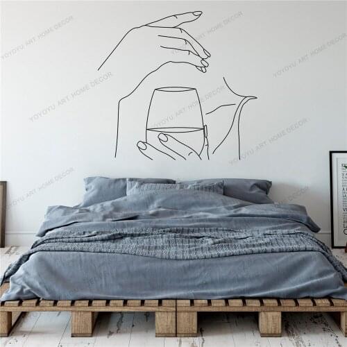 Wine Line Draw Art Wall Sticker For Home Decor Living Room Fashion Wall Decals Valentines Removable Murals Wallpoof CX1536