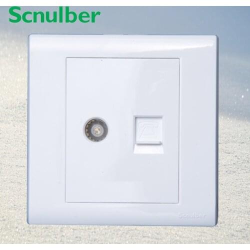 High quality one TV socket connector and one 4p 4 pins phone wall switch outlet