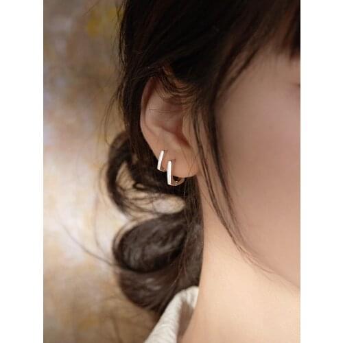925 sterling silver jewelry with simple square small personality earrings temperament accessories for student birthday gifts