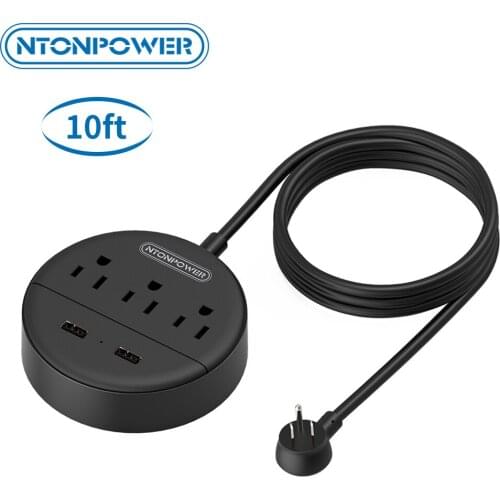 NTONPOWER US Universal Power Strip Travel Plug Socket With 10ft Extension Cable Charging Station For Cruise Ships Hotels Home