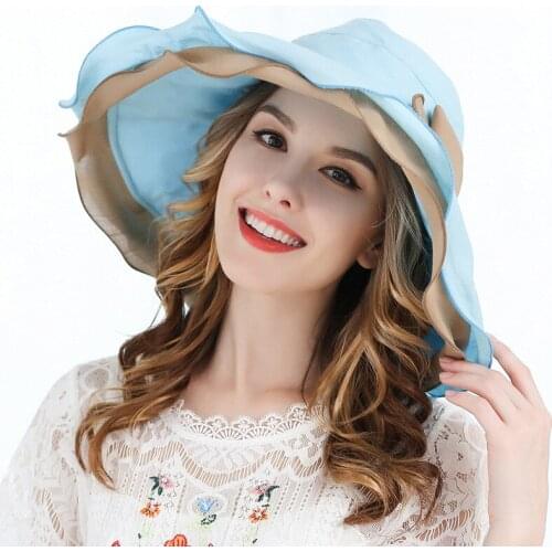 Spring Summer Sun Hat New Lady Breathable Cotton Sunscreen Bowknot Sun Protection Women Cap Outdoor Sunshade Visor Hats H6799