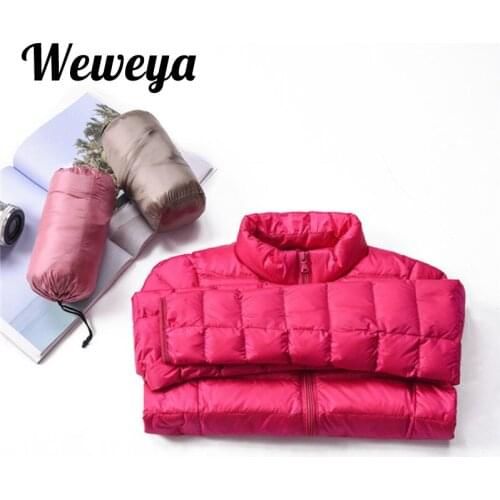 Weweya Plus Size 4 XL Zip Down Parka Women Winter Coat Short Ultra Thin Down Jacket Female Down Winter Coats and Jackets Women
