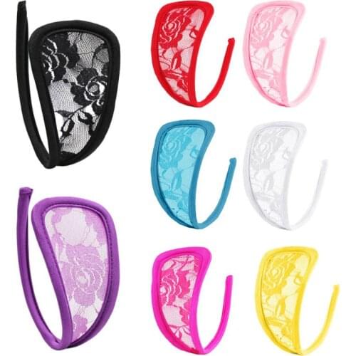 Womens Floral Lace C String Underwear Invisible Sexy Lingerie Solid Hollow Thong