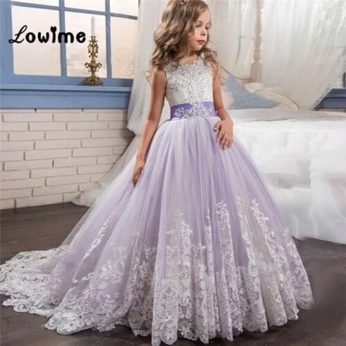 Lavende Flower Girl Dresses For Weddings Applique Prom Dresses Pageant Dresses For Kids Vestido De Daminha Beauty Girls Dresses