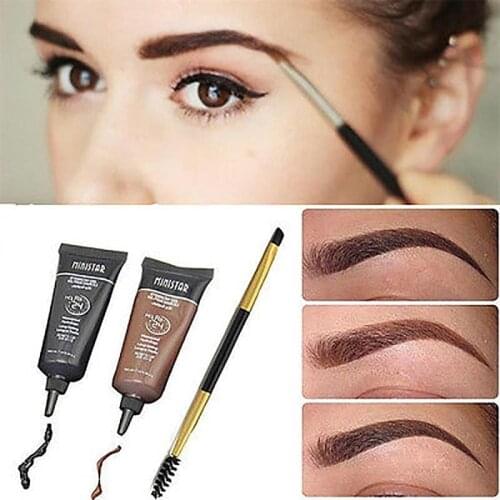 Liquid Eyebrow Enhancers Natural Easy To Wear Brown Waterproof Tint Eyebrow Henna With Mascara Eyebrows Paint Brush Set Beauty