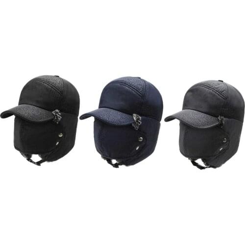 Winter Fur Warm Windproof Hat Men Women Lei Feng Cap Bomber Faux Fur Ear Flap Cap Black Ski Trooper Trapper Cold Anti-snow Cap 1