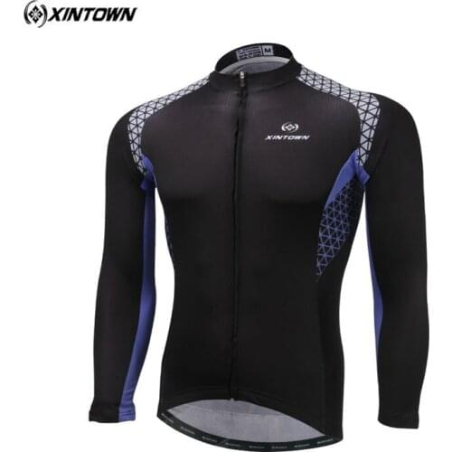 XINTOWN long Sleeve Winter Cycling Jersey Black Mens Team Bike Jersey Thermal Fleece Ciclismo Sport Clothing Bicycle MTB Clothes