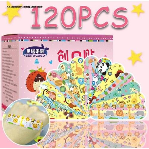 120PCS Waterproof Breathable Cartoon Band Aid Hemostasis Plasters Emergency Adhesive Bandages For Kids